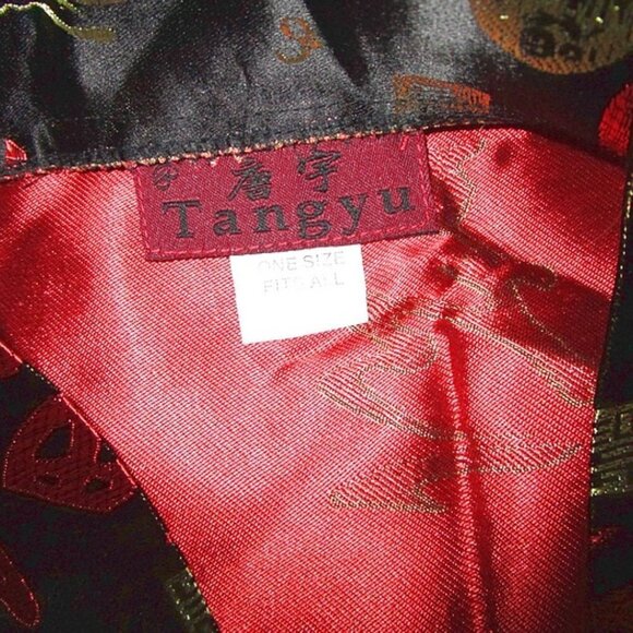 Vintage CHINESE One Size ROBE Smoking Jacket LONGEVITY & WEALTH Silky KIMONO - Picture 6 of 10